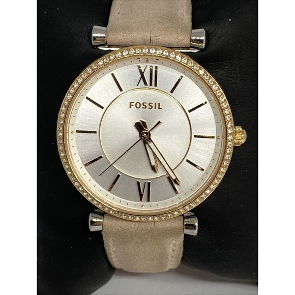 Fossil Carlie Three-Hand Blush Leather Watch, ES4484  Fossil ES4484 Women Blush Leather  Silver Analog D